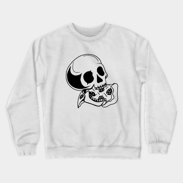 Skull Eating Pizza Crewneck Sweatshirt by dukito